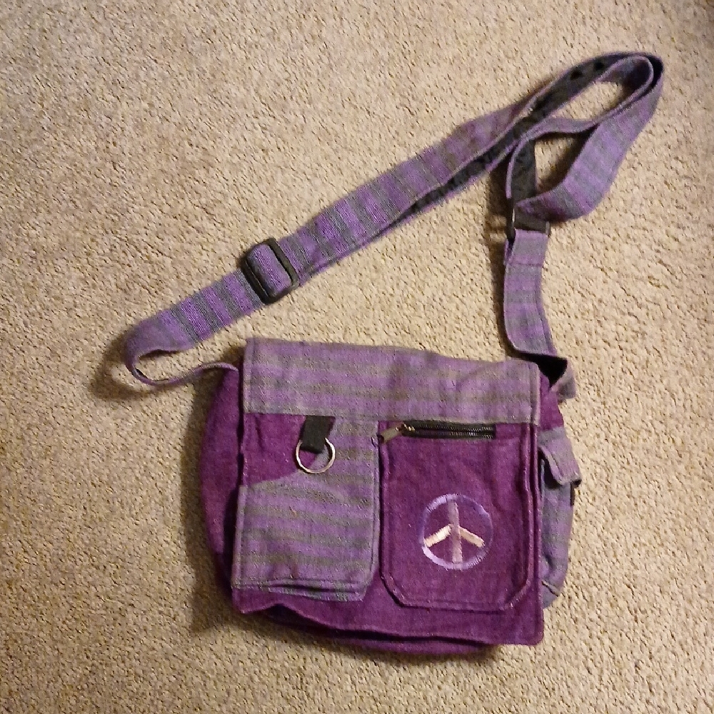 Hippie Purple Striped Crossbody Bag